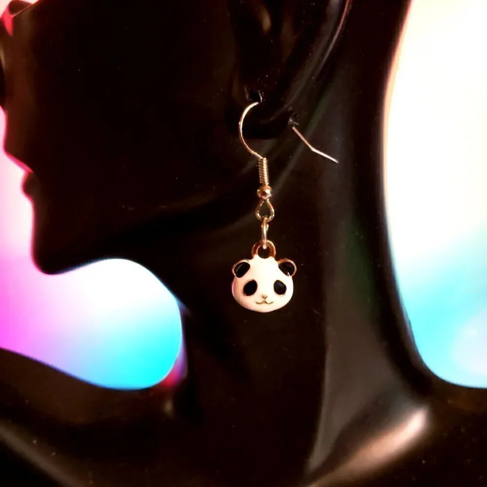 Handmade Metallic Green Panda Bracelet and Earring Set